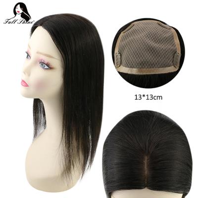 China Wholesale #1B Softest Full Shine Brazilian Hair Toppers For Hair 13*13 Women Silk Topper For Women Black for sale