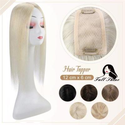 China Softest Full Shine High Quality Hair Topper Womens #60 Platinum Blonde 12*6cm Silk Hair Topper Blonde for sale