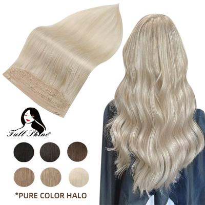 China Wholesale Pure Color Remy Halo Human Hair Extensions Invisible Silky Straight Wave Free Sample Silky Straight for sale