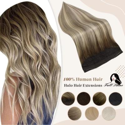 China Wholesale High Quality 100% Real Human Remy Human Halo Hair Extensions 12-22