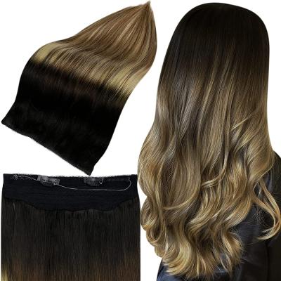 China Silky straight wave full shine #1B/6/27 halo hair extensions factory direct sale good quality silky straight halo hair for sale