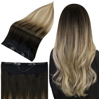 China Invisible Extensions Balayage #1b/8/22 Remy Halo Hair Fish Yarn Hair Silky Straight Full Wave Shine for sale