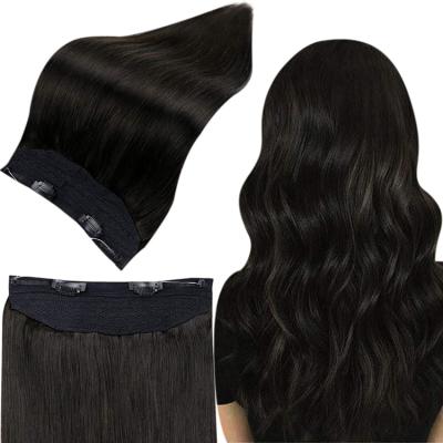 China #1B Silky Straight Silky Straight Natural Black Halo Hair Extensions Halo Full Shine Human Wave Extensions for sale