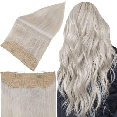 China Best Quality 100% Halo Wave Full Shine Halo Invisible Hair Extensions Hot Silky Straight Remy Human Hair Extensions for sale