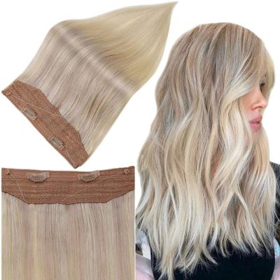 China Remy Halo Hair #18/22/60 Silky Straight Full Wave Shine Invisible Fast Shipping Remy Halo Hair Extensions Hair for sale