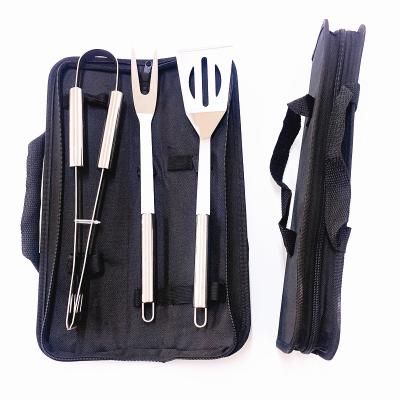 China Easily Cleaned Portable Outdoor 3PCS Stainless Steel Cooking Tools Kit Barbecue Accessories BBQ Grill Utensils Set for sale