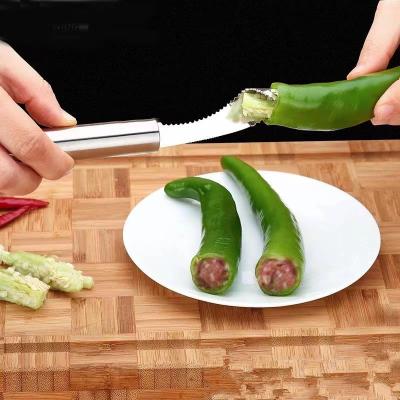 China Viable High Quality Stainless Steel Jalapeno Pepper Peeler Chili Seed Remove Corer with Serrated for sale