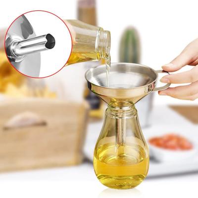 China Kitchen Viable Custom High Quality OEM Metal Filter 201 Stainless Steel Bottle Liquid Cooking Oil Small Funnel for sale