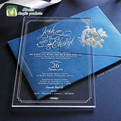 China eco-friendly custom color acrylic wedding invitation card for wedding decor for sale