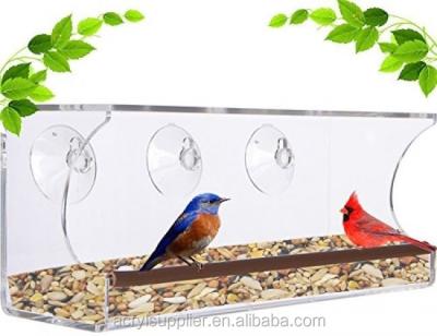 China Sustainable Factory Customized Clear Acrylic Exterior Window Bird Feeder for sale