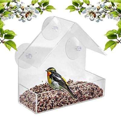 China Viable Chinese Factory Direct House Shaped Window Acrylic Wild Bird Feeder for sale