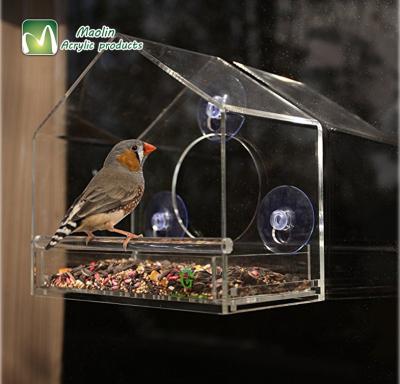 China 2018 New Product Sustainable House Shaped Custom Acrylic Bird Feeder House Station for sale