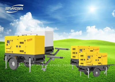 China 100Kva 3 Faseaanhangwagen Opgezette Diesel Generator Geluiddichte 50Hz Frequentie Te koop