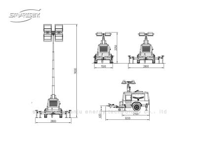 Cina Cilindro mobile della torre di illuminazione del rimorchio diesel singolo con raffreddato ad aria in vendita