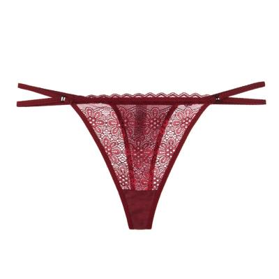 China Antibacterial Panties 3Pcs Women Lace Up Sexy Women Thongs Lingerie One Size G-String Thong Briefs Female Girls Underwear Briefs #0327 for sale