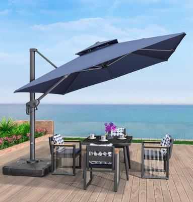 China Modern Heavy Duty Square Patio Large Outdoor Aluminum Flysheet With 360 Degree Rotation Cantilever Umbrella For Garden De for sale