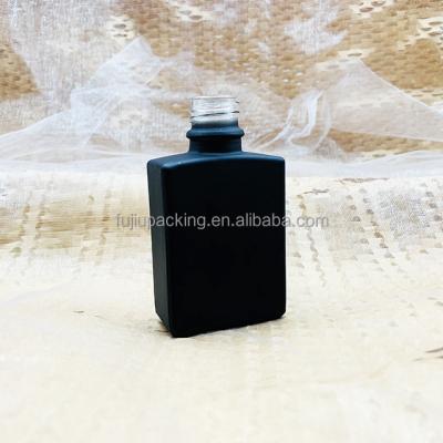 China Empty Black Frosted Essential Oil Square 30ml Glass Dropper Bottle With Gift Box Packing Luxury for sale