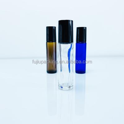 China Clear Glass Essential Oil Perfume Roller Bottle Amber 3ml 5ml 10ml Roll On Bottle With Cap for sale