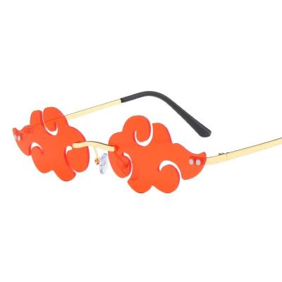 China Unique Sunglasses Women Party Flame Fire Fashion Sunglasses Women Rimless Wave Metal Shades Funny Vintage Mirror Eyewear Glasses for sale