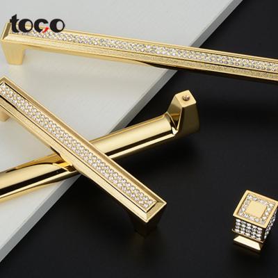 China toco modern Diamond Crystal glass Door Handle Luxury Wardrobe Cabinet Furniture Handles for sale