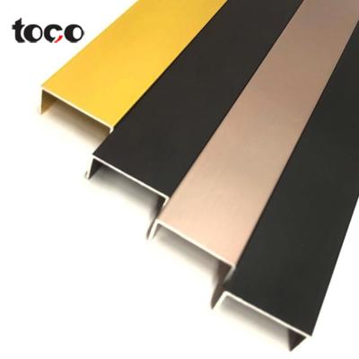 China toco building materials wall trim u shape decorative metal listello aluminum tile trim profiles for sale