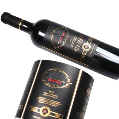 China Embossed Heat Sensitive Custom Gold Foil Printing Simple Sticker Paper Label Bottle Private Label Wine Wine Label Sticker for sale