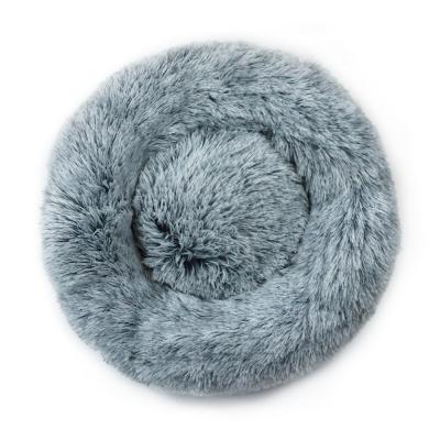 China Soft Washable Cushion Cat Bed Pet Beds Round Fluffy Sofa Luxury Dog Bed Eco-friendly Breathable Warm Sale Faux Fur for sale