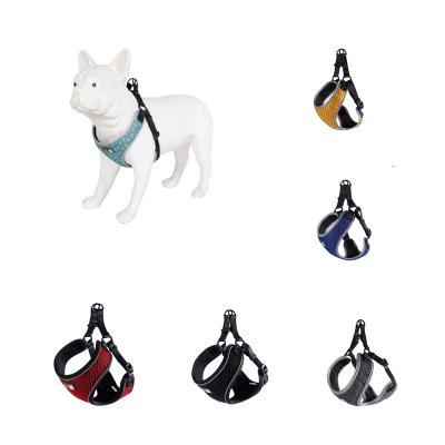 China 2021 Sustainable Made In China Pet Harness Soft Mesh Fill Without Tension Front Chain Dog Harness With Handle for sale