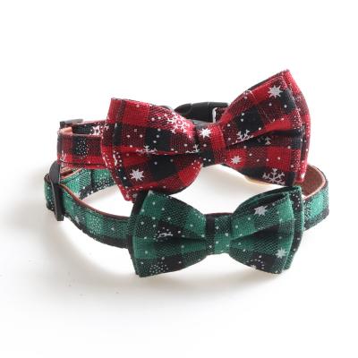 China Viable Hot Sale Pet Collars and Pet Accessories Christmas Pet Collar Leash and Bow Tie Set for sale