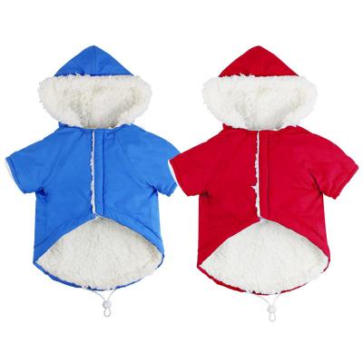 China 2021 New Winter Autumn Pocket Dog Cotton Viable Hooded Clothes Warm Double Dog Clothes for sale