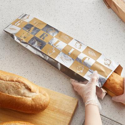 China Recycled Materials China Customized White Brown And Silver Aluminum Foil Kraft Paper Garlic Bread Toast Packaging Bags With NK Coating For Baked Food for sale