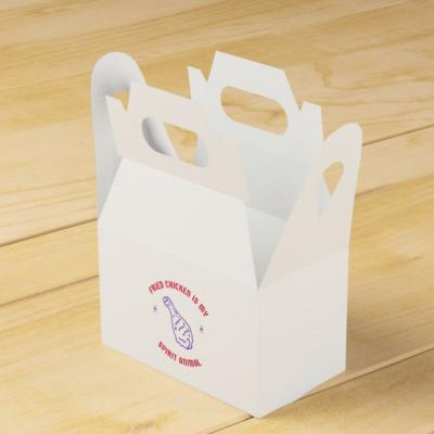 China Custom design biodegradable roast wings fry nuggets fried chicken snack take out packaging container pe liner kraft paper boxes with handle for sale