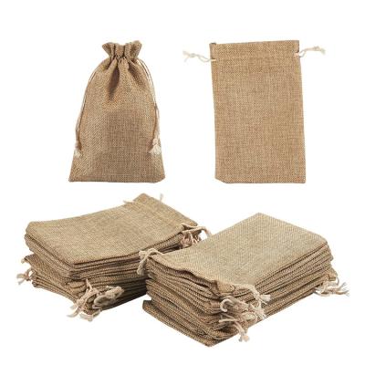 China Customized Attractive Logo Burlap Snap Beads Hemp Jute Bag Jewelry Packaging Shipping Shipping Pouches With Cute Flower For Little Kids for sale