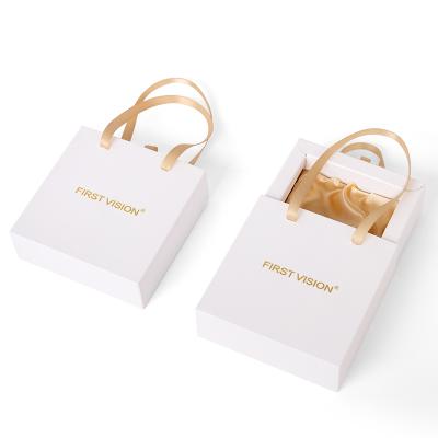 China Attractive Luxury Jewelry Drawer Gift Packaging Pink Cardboard Paper Box With Pouch And Velvet Bags Set For Ring Earring Pendant for sale