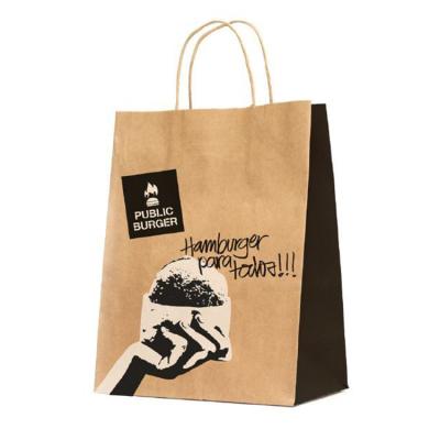 China Recycled Materials Logo Printed Large Promotional Eurotote Custom Thick Brown Kraft Paper Grocery Carry Bag With Twisted Handle For Shopping for sale