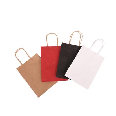 China Recycled Materials Customized Small Printed Simple White Colorful Pink Takeout Shopping E-commerce Restaurant Delivery Tote Bag Party Kraft Paper Bag for sale