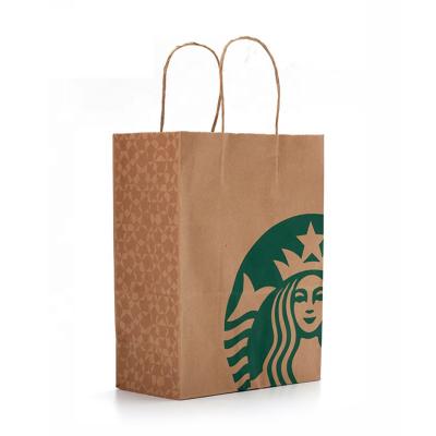 China Recycled Materials Design Personalized Sample Restaurant Food Service Tote To Go Togo Paper Bags With Punch Hole D Die Cut Handle For Pizza Cafe for sale