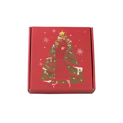 China Recycled Materials Wholesale Fashion Luxury Fancy Paper Packaging Square Square Shipping Marked Mailing Shipper Christmas Pattern Gift Boxes for sale