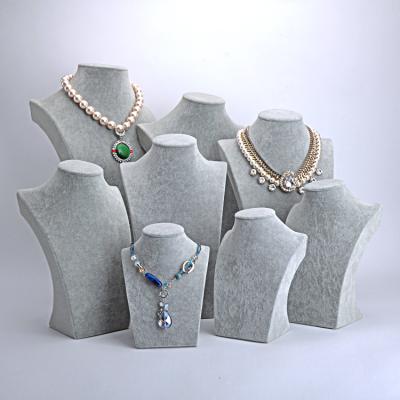 China Beautiful Attractive Cheap Velvet Mannequin Body Female Fashion Jewelry Stand Necklace Chain Display Sets for sale