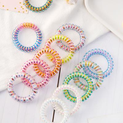 China Fashion Phone Cord Hair Loop Bracelet Colorful Electroplating Headband for sale