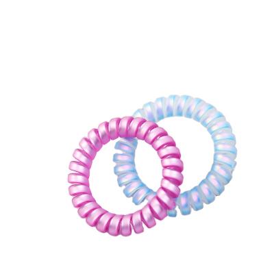 China Fashion MOCIRCLE Colorful Silicone Stretchy Phone Line Elastic Coil Ring Cord For Spiral Wrist Hair Bands Hair Ties For Girls for sale