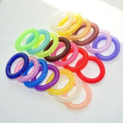 China Line Hair Ring Telephone Wiring Rope Elastic Rings New Ponytail Holder Clear Color Candy Hair Tie Hair Ring for sale