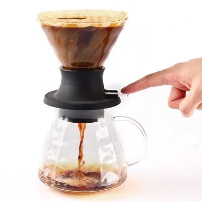 China Smart Heat Resistant Glass Manual Coffee Filter Cup With Switch Brewing Pourover Coffee 3-4cup Dripper for sale