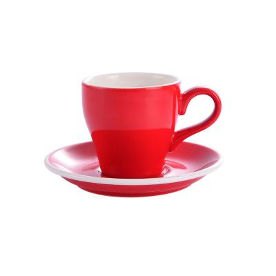 China New Product Viable Hot Sale Coffee Espresso Cappuccino Latte Coffee Tulip Ceramic Cup With Saucer For Home Restaurant for sale