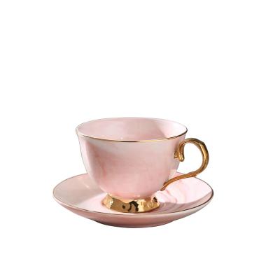 China Classic European-style luxury exquisite coffee mug rimmed with gold British afternoon tea cup with dishes set for gifts for sale