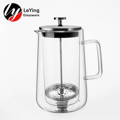 China New Item 2021 Factory Price Double Wall Borosilicate Glass Viable Coffee Press French Press for sale