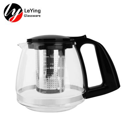 China Factory Viable Teapots Pyrex Glass Wholesale Tea Kettle With Stainless Steel Filter Amazon Hot-selling for sale