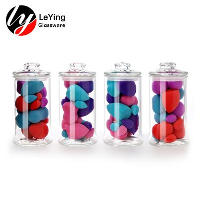 China Eco-Friendly Makers Set Of 4 1200 Ml Storage Glass Canister Clear Jar With Clear Glass Lid for sale