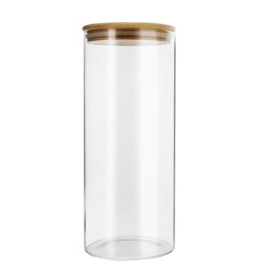 China Life Sizes Glass Bottles Products Freshness Preservation Storage Jars Professional Home Bamboo Lid Glass Storage Large for sale