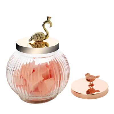 China Freshness Preservation Art Decor Stylish Animal Design Lid Decoration Airtight Storage Glass Jars Home Tableware for sale